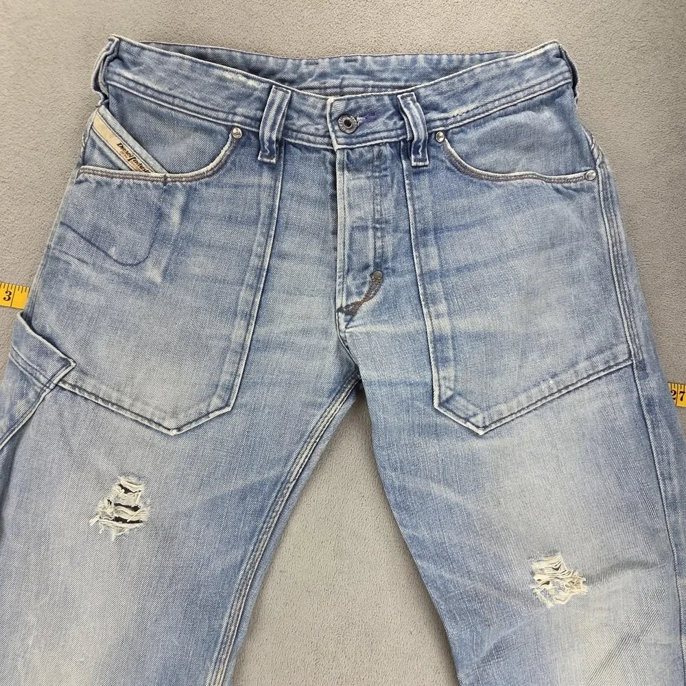 VTG Diesel Jeans Mens 30x34 Blue Kevor Altered Hem Light Wash Tapered 00772‎